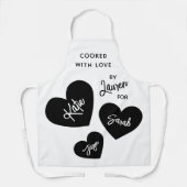 ラブブラック&ホワイトパーソナライズされたで調理 エプロン (正面)