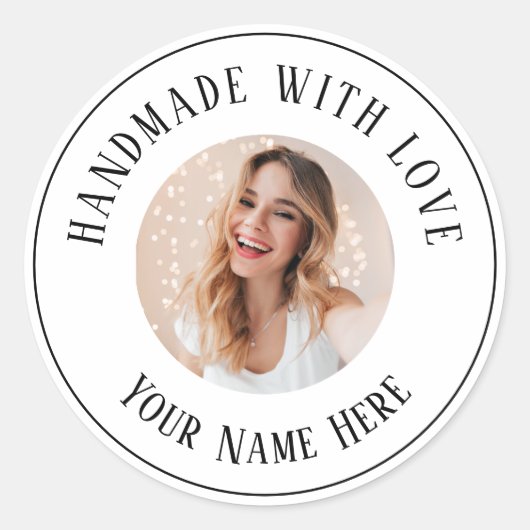 ラブブランド手作り名前をカスタムする文字写真 ラウンドシール (正面)