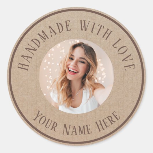 ラブブランド手作り名前をカスタムする文字写真 ラウンドシール (正面)