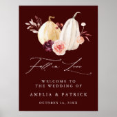 ラブブルゴーニュ秋の歓迎結婚サインの秋 ポスター (正面)