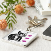 ラブブルドッグプレミアムスクウェア鍵リング キーホルダー (側面)