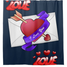 ラブブルーのバレンタインのショーカーテン シャワーカーテン