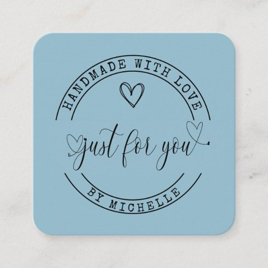 ラブブルーの台本で手作りエレガント スクエア名刺 (正面)