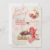 ラブブルーイングレトロヴィンテージブライダルシャワーティーパーティー 招待状 (正面)