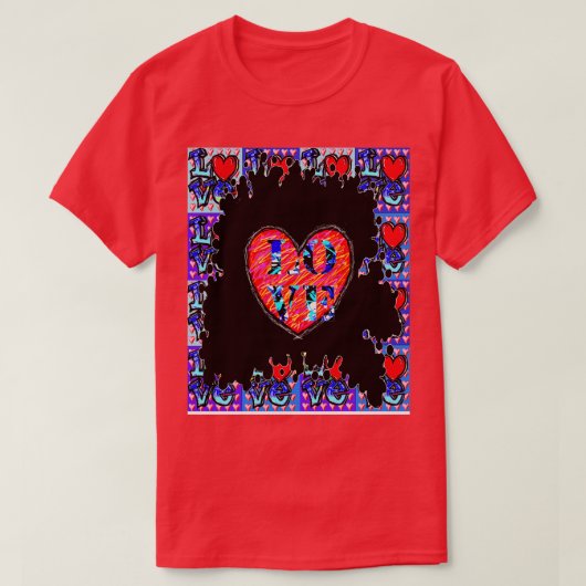 ラブブルーハートレッド Tシャツ (デザイン正面)