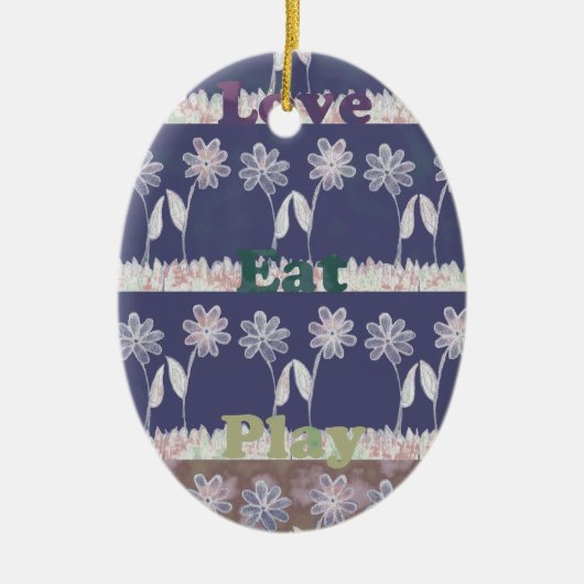 ラブブルーベビーシャワーの色 セラミックオーナメント (正面)