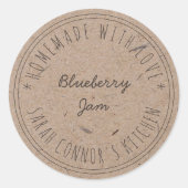 ラブブルーベリージャムで作られたホームエコクラフト紙 ラウンドシール (正面)