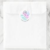 ラブブルー感謝していピンクホワイトで作ったロゴ ラウンドシール (バッグ)