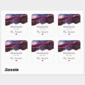 ラブブルー&パープル宇宙&スターズアゲート製 スクエアシール (シート)