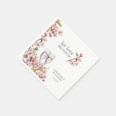 ラブブロッサムピンクさくらんぼツリーフラワーズ結婚ーズ スタンダードカクテルナプキン (角)