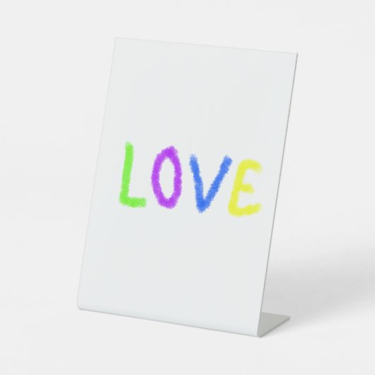 ラブプライドレインボーウォーターカラーLGBTQ 6月モダン 台座サイン (正面)