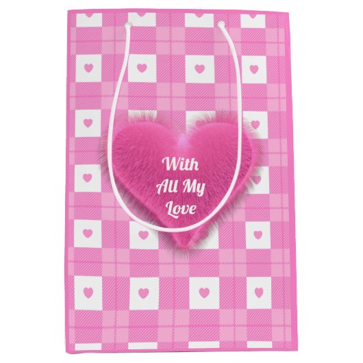 ラブプライモダンドピンクハートコレクション ミディアムペーパーバッグ (正面)