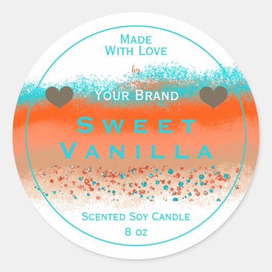 ラブプロダクト包装ラベル付きパステル ラウンドシール (正面)