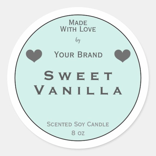 ラブプロダクト包装ラベル付きパステル ラウンドシール (正面)