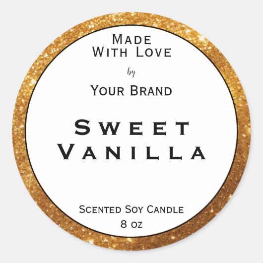 ラブプロダクト包装ラベル付き金ゴールド楕円 ラウンドシール (正面)