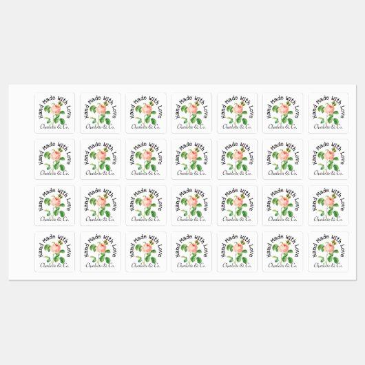 ラブプロダクト手作りピンクローズパーソナライズされた ラベル (シート)