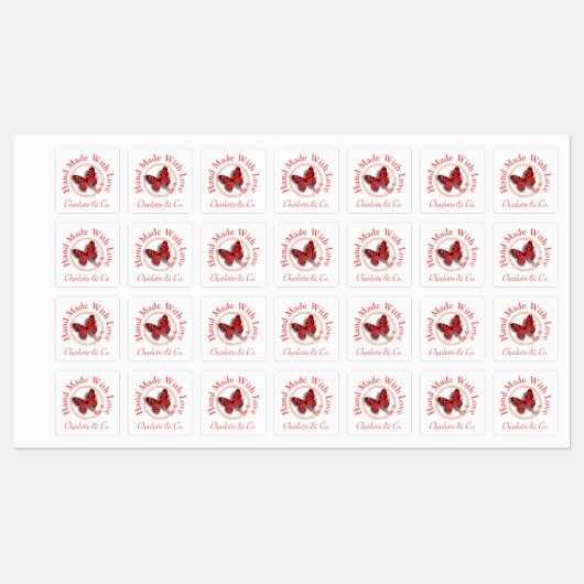 ラブプロダクト手作り蝶パーソナライズされた ラベル (シート)