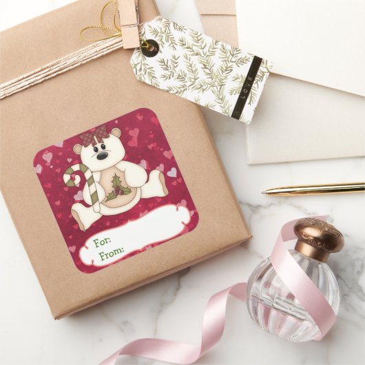 ラブベアークリスマスギフトラベル スクエアシール (ギフト)