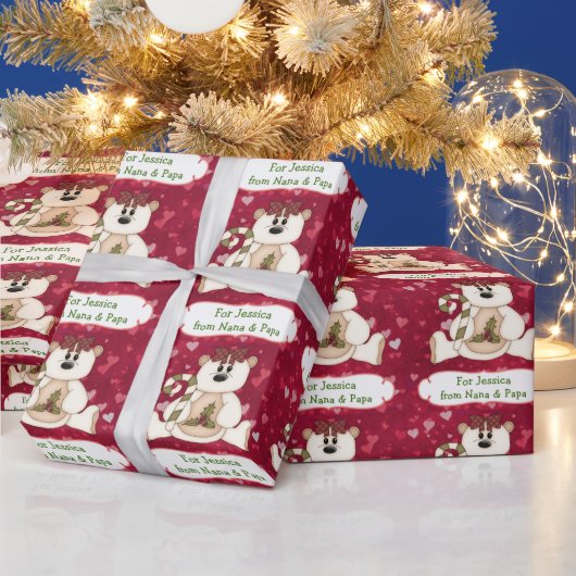 ラブベアー孫のクリスマスパーソナライズされた ラッピングペーパー (クリスマス)