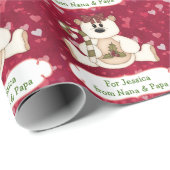 ラブベアー孫のクリスマスパーソナライズされた ラッピングペーパー (ロールコーナー)