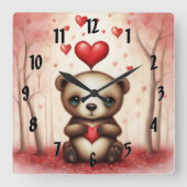 ラブベア1 スクエア壁時計 (正面)