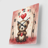 ラブベア1 スクエア壁時計 (傾斜)