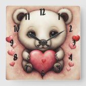 ラブベア2 スクエア壁時計 (正面)