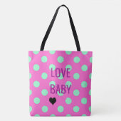 ラブベビー水玉模様スプリンクルブライダルピンクシャワー トートバッグ (正面)