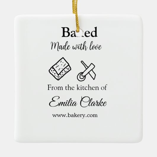 ラブベーカリー焼いたビジネスを追加name texture l セラミックオーナメント (正面)