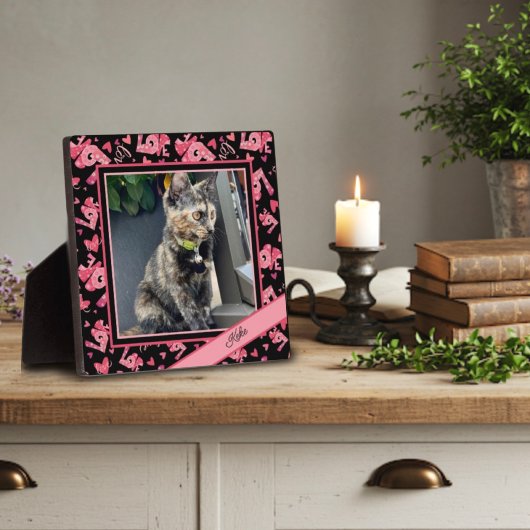 ラブペットハートカスタマイズ写真名 フォトプラーク