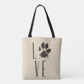 ラブペットポープリントブラウングランジタイポグラフィ トートバッグ (裏面)
