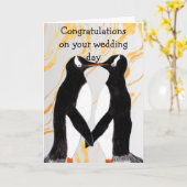 ラブペンギン おめでとう 結婚お祝い カード (黄色い花)