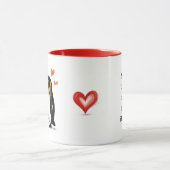 ラブペンギン、ガールフレンドのボーイフレンドのギフト、独自の文字 マグカップ (中央)