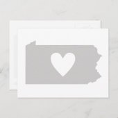 ラブペンシルベニアグレー州マップシェイプアドアハート ポストカード (正面/裏面)