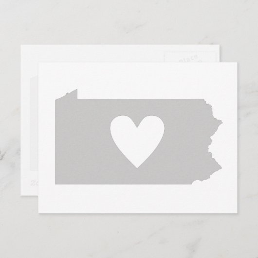 ラブペンシルベニアグレー州マップシェイプアドアハート ポストカード (正面/裏面)
