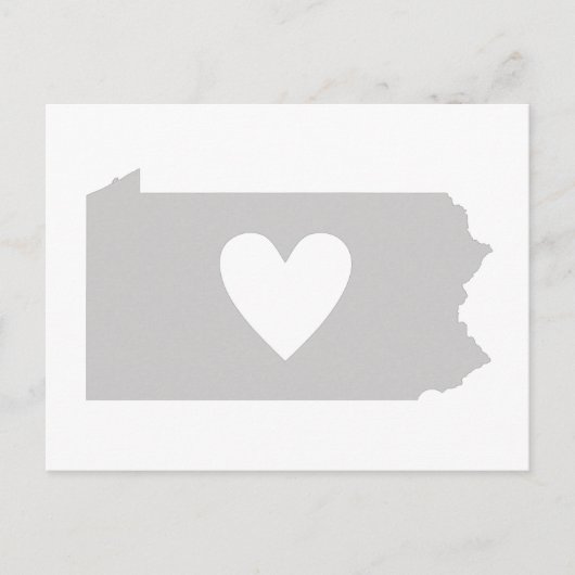 ラブペンシルベニアグレー州マップシェイプアドアハート ポストカード (正面)