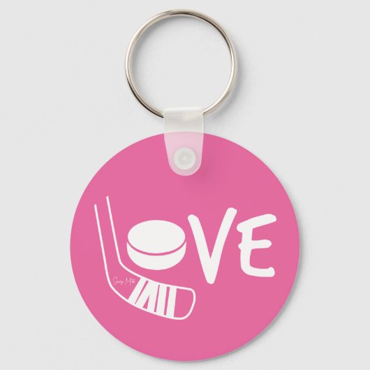 ラブホッケーレディースガールズホッケースティックパックピンク キーホルダー (正面)