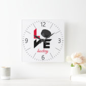 ラブホッケー スクエア壁時計 (ホーム)