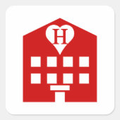 ラブホテル日本の絵文字 スクエアシール (正面)