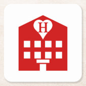 ラブホテル日本の絵文字 スクエアペーパーコースター (正面)