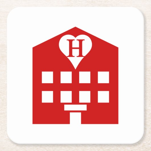 ラブホテル日本の絵文字 スクエアペーパーコースター (正面)