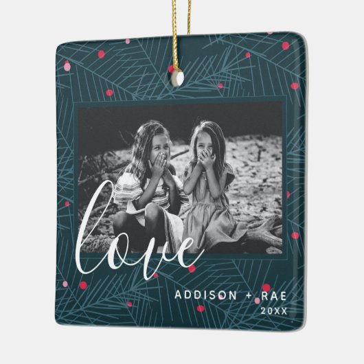 ラブホリデーパーソナライズされたフォトクリスマスプレゼント セラミックオーナメント (左)