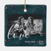 ラブホリデーパーソナライズされたフォトクリスマスプレゼント セラミックオーナメント (裏面)