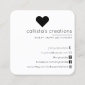 ラブホワイトで手作り金ゴールドグリッターgeoハート スクエア名刺 (裏面)