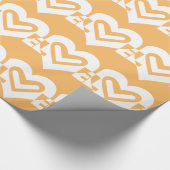 ラブホワイトとオレンジ ラッピングペーパー (角)