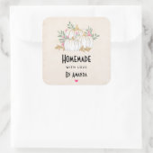 ラブホワイトと金ゴールドかぼちゃ水彩 スクエアシール (バッグ)