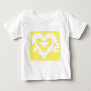 ラブホワイトオンイエロー ベビーTシャツ