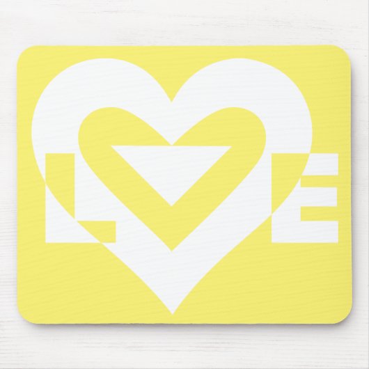 ラブホワイトオンイエロー マウスパッド (正面)