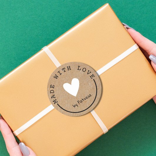 ラブホワイトカスタムハートクラフト紙で作られた ラウンドシール