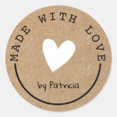 ラブホワイトカスタムハートクラフト紙で作られた ラウンドシール (正面)